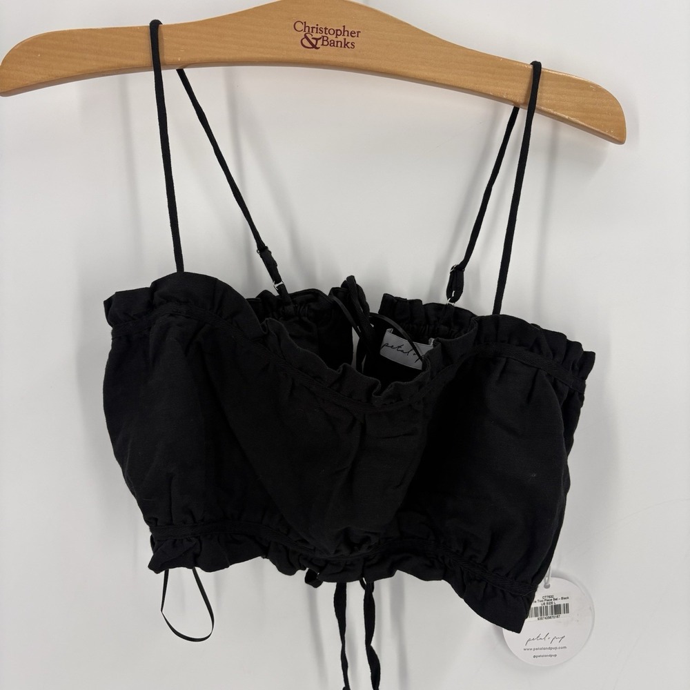 Petal And Pud‎ Bralette Spaghetti Strap Top Size Large Black